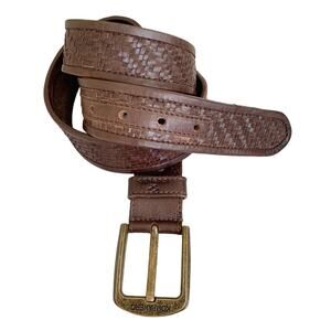 Kompanero Brown Basketweave Leather Badlands Belt Size 40